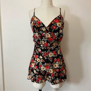 Forever 21 Black Floral Romper Size Medium